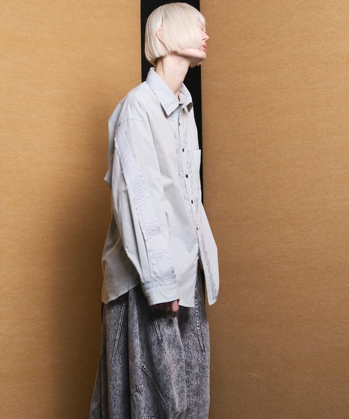 MAISON SPECIAL(メゾンスペシャル)の「《UNISEX》Inside-out Prime-Over Sheer Regular Collar Shirt/インサイドアウトプライムオーバーシアーレギュラーカラーシャツ【MAISON SPECIAL/メゾンスペシャル】(シャツ/ブラウス・メンズ・ライトグリーン/チャコールグレー/ブラック・0/1/2)」の11枚目の写真