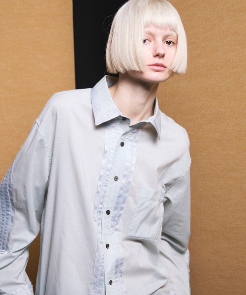 MAISON SPECIAL(メゾンスペシャル)の「《UNISEX》Inside-out Prime-Over Sheer Regular Collar Shirt/インサイドアウトプライムオーバーシアーレギュラーカラーシャツ【MAISON SPECIAL/メゾンスペシャル】(シャツ/ブラウス・メンズ・ライトグリーン/チャコールグレー/ブラック・0/1/2)」の13枚目の写真