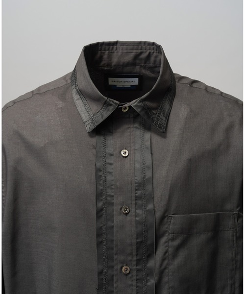 UNISEX》Inside-out Prime-Over Sheer Regular Collar Shirt