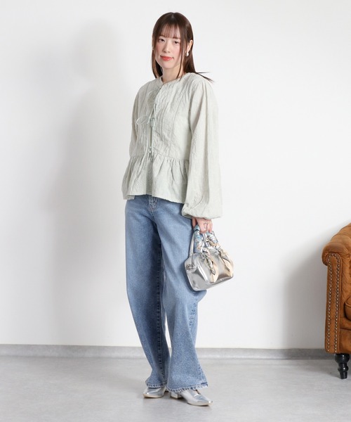 cepo(セポ)の「〈前後2way〉レースリボンフリルシアーブラウス(シャツ/ブラウス・レディース・オフホワイト/ミント・M)」の3枚目の写真