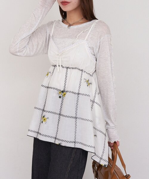 CIAOPANIC（チャオパニック）の「【She desires...】刺繍イレヘムチュニックキャミワンピース（ワンピース・レディース・ホワイト・ONE SIZE）」の18枚目の写真