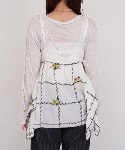 CIAOPANIC（チャオパニック）の「【She desires...】刺繍イレヘムチュニックキャミワンピース（ワンピース・レディース・ホワイト・ONE SIZE）」の3枚目の写真