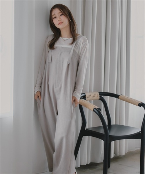 Petitjo(プッチージョ)の「小さいサイズ 麻調シリーズ オールインワン 低身長さん・小柄女性(つなぎ/オールインワン・レディース・ベージュ/ブルー/グレー・PL/PM/PS/PSS)」の12枚目の写真