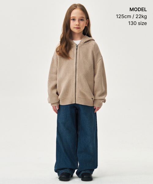 MUSINSA STANDARD KIDS（ムシンサスタンダードキッズ）の「エクストラワイドデニムパンツ [ミディアムインディゴ]（デニムパンツ・レディース・その他・110/120/130/140/150/160）」の2枚目の写真