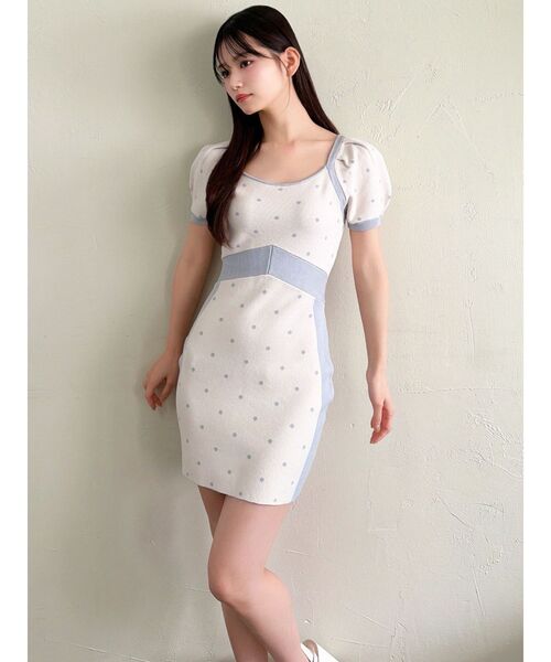 RESEXXY（リゼクシー）の「ドットミニニットタイトワンピース（ワンピース・レディース・ベージュ/ブルー/ブラック・FREE）」の5枚目の写真