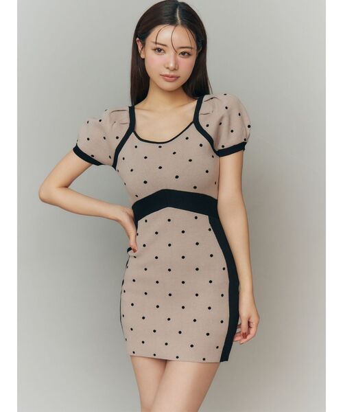 RESEXXY（リゼクシー）の「ドットミニニットタイトワンピース（ワンピース・レディース・ベージュ/ブルー/ブラック・FREE）」の9枚目の写真