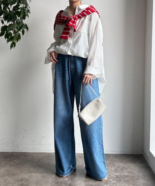 DouDou（ドゥドゥ）の「マルチWAYオーバーシャツ（シャツ/ブラウス・レディース・ブルー/イエロー/ホワイト・FREE）」の5枚目の写真