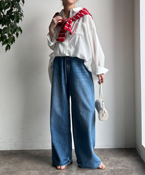 DouDou（ドゥドゥ）の「マルチWAYオーバーシャツ（シャツ/ブラウス・レディース・ブルー/イエロー/ホワイト・FREE）」の6枚目の写真