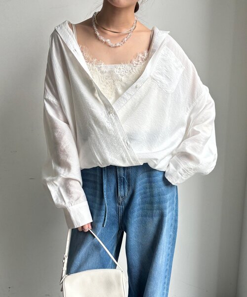 DouDou（ドゥドゥ）の「マルチWAYオーバーシャツ（シャツ/ブラウス・レディース・ブルー/イエロー/ホワイト・FREE）」の14枚目の写真