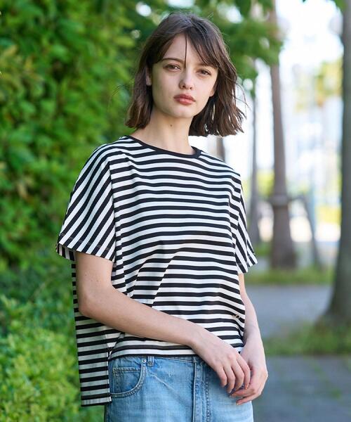 DRESSTERIOR(ドレステリア)の「【接触冷感/抗菌防臭/消臭】アイスクリアコットンドルマンスリーブボーダーTシャツ(Tシャツ/カットソー・レディース・ブラック系2・38/36/34)」の11枚目の写真