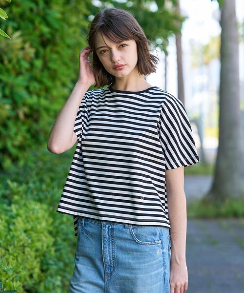 DRESSTERIOR(ドレステリア)の「【接触冷感/抗菌防臭/消臭】アイスクリアコットンドルマンスリーブボーダーTシャツ(Tシャツ/カットソー・レディース・ブラック系2・38/36/34)」の13枚目の写真