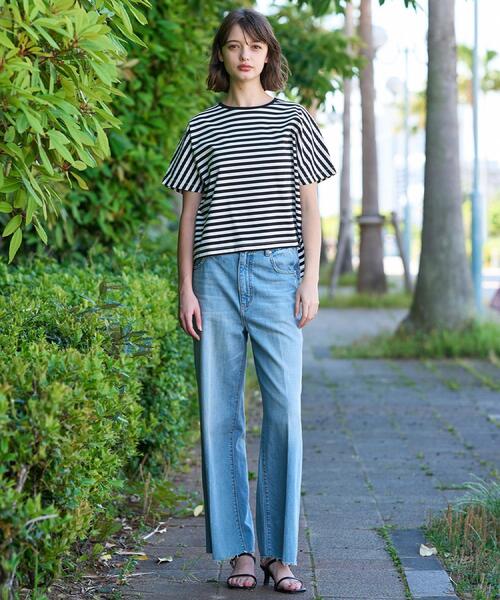 DRESSTERIOR(ドレステリア)の「【接触冷感/抗菌防臭/消臭】アイスクリアコットンドルマンスリーブボーダーTシャツ(Tシャツ/カットソー・レディース・ブラック系2・38/36/34)」の2枚目の写真