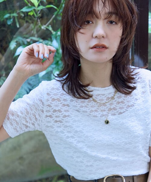ANY（エニィ）の「レースショート丈Tシャツ（Tシャツ/カットソー・レディース・ホワイト系/ホワイト系2/ブラック系2/ピンク系/グリーン系/ダークブラウン系・F）」の8枚目の写真