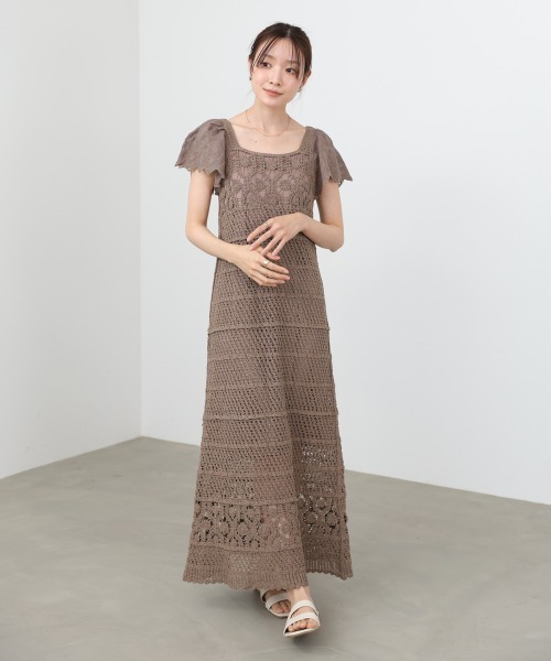 Bab(バブ)の「【選べるサイズ展開】ドッキングスリーブクロシェワンピース(ワンピース・レディース・ホワイト系その他/モカ/ブラック・S/M)」の12枚目の写真