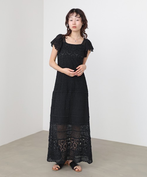 Bab(バブ)の「【選べるサイズ展開】ドッキングスリーブクロシェワンピース(ワンピース・レディース・ホワイト系その他/モカ/ブラック・S/M)」の13枚目の写真