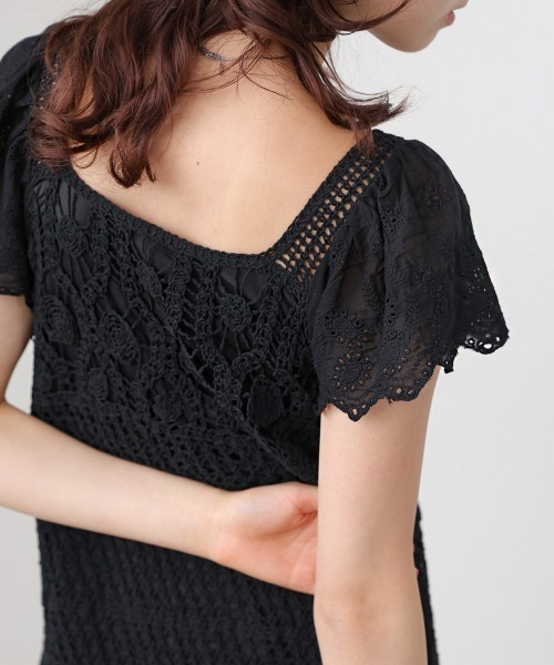 Bab(バブ)の「【選べるサイズ展開】ドッキングスリーブクロシェワンピース(ワンピース・レディース・ホワイト系その他/モカ/ブラック・S/M)」の17枚目の写真