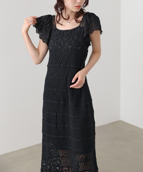 Bab(バブ)の「【選べるサイズ展開】ドッキングスリーブクロシェワンピース(ワンピース・レディース・ホワイト系その他/モカ/ブラック・S/M)」の19枚目の写真