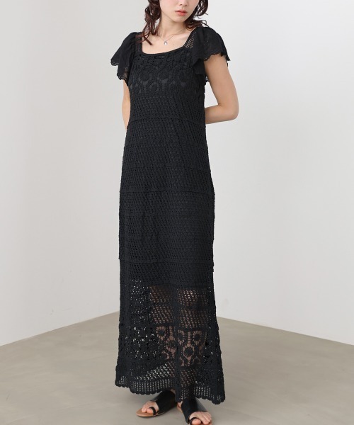 Bab(バブ)の「【選べるサイズ展開】ドッキングスリーブクロシェワンピース(ワンピース・レディース・ホワイト系その他/モカ/ブラック・S/M)」の21枚目の写真