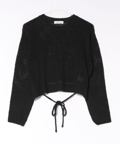 Songe(ソンジュ)の「ラウンドネッククロップド丈バックリボンニットトップス(ニット/セーター・レディース・グレー/ブラック/ホワイト・FREE)」の21枚目の写真