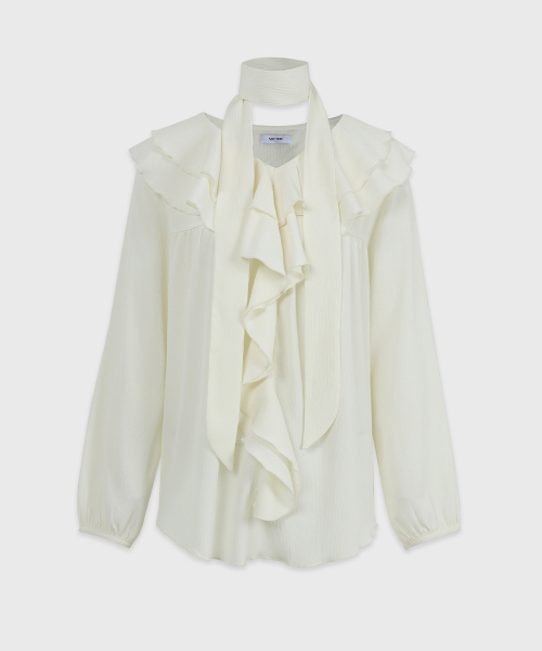 MICANE(ミケーネ)の「マリポサリングルラッフルブラウス(シャツ/ブラウス・レディース・クリーム/ブラック・LARGE/MEDIUM/SMALL/X-LARGE)」の7枚目の写真