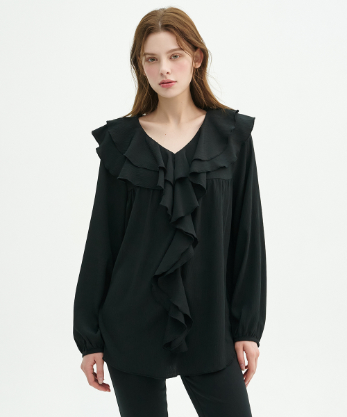 MICANE(ミケーネ)の「マリポサリングルラッフルブラウス(シャツ/ブラウス・レディース・クリーム/ブラック・LARGE/MEDIUM/SMALL/X-LARGE)」の8枚目の写真