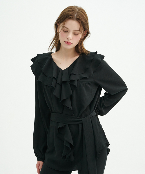 MICANE(ミケーネ)の「マリポサリングルラッフルブラウス(シャツ/ブラウス・レディース・クリーム/ブラック・LARGE/MEDIUM/SMALL/X-LARGE)」の9枚目の写真