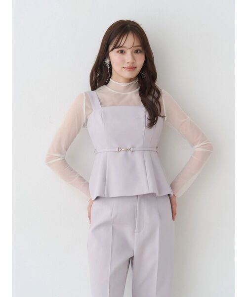 MERCURYDUO（マーキュリーデュオ）の「ペプラムビスチェパンツセットアップ（つなぎ/オールインワン・レディース・ブラック/ライトグレー・MEDIUM/SMALL）」の7枚目の写真