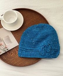 HALEY PESCA（ヘーリーペスカ）の「HALEY PESCA/スパンコールアクセント　フラワーニットビーニー（ニットキャップ/ビーニー）」