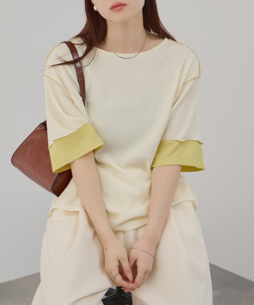 Mac-House(マックハウス)の「Free Nature シャーリング 配色切り替え プルオーバー(Tシャツ/カットソー・レディース・ブラック/ホワイト/モカ・L/M)」の10枚目の写真