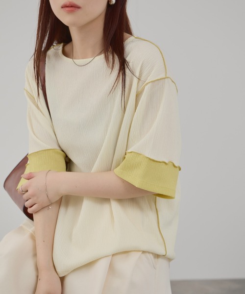 Mac-House(マックハウス)の「Free Nature シャーリング 配色切り替え プルオーバー(Tシャツ/カットソー・レディース・ブラック/ホワイト/モカ・L/M)」の12枚目の写真