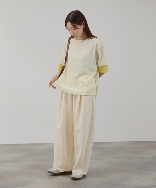 Mac-House(マックハウス)の「Free Nature シャーリング 配色切り替え プルオーバー(Tシャツ/カットソー・レディース・ブラック/ホワイト/モカ・L/M)」の13枚目の写真