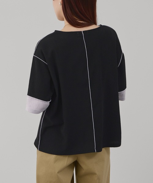 Mac-House(マックハウス)の「Free Nature シャーリング 配色切り替え プルオーバー(Tシャツ/カットソー・レディース・ブラック/ホワイト/モカ・L/M)」の17枚目の写真