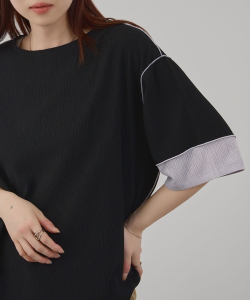 Mac-House(マックハウス)の「Free Nature シャーリング 配色切り替え プルオーバー(Tシャツ/カットソー・レディース・ブラック/ホワイト/モカ・L/M)」の18枚目の写真