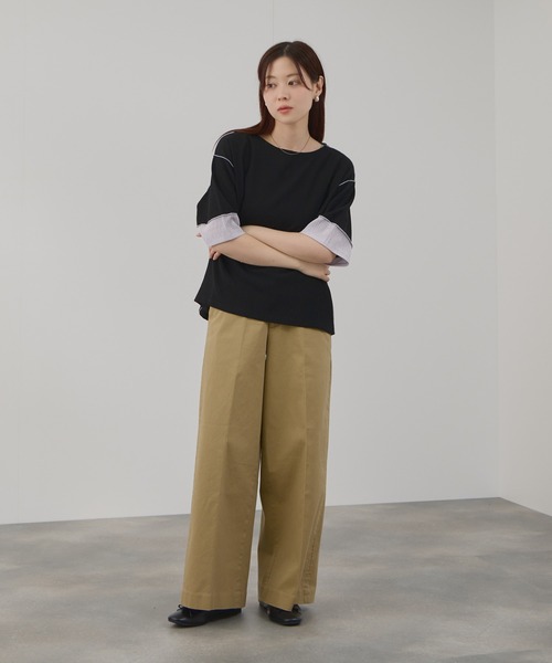 Mac-House(マックハウス)の「Free Nature シャーリング 配色切り替え プルオーバー(Tシャツ/カットソー・レディース・ブラック/ホワイト/モカ・L/M)」の19枚目の写真