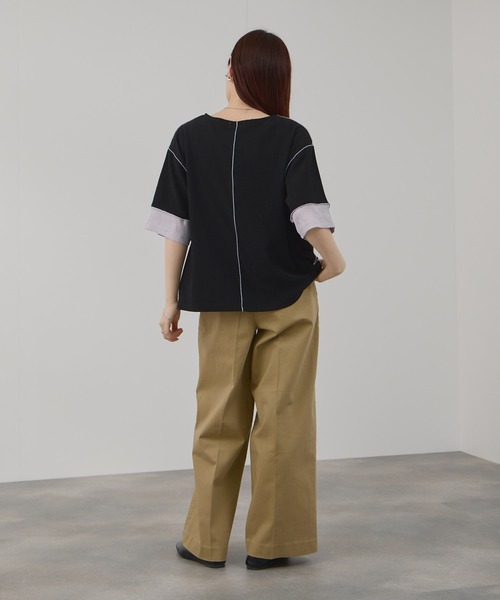 Mac-House(マックハウス)の「Free Nature シャーリング 配色切り替え プルオーバー(Tシャツ/カットソー・レディース・ブラック/ホワイト/モカ・L/M)」の20枚目の写真