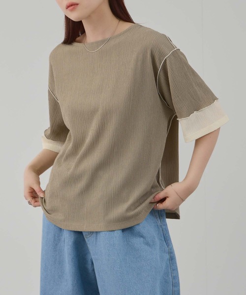 Mac-House(マックハウス)の「Free Nature シャーリング 配色切り替え プルオーバー(Tシャツ/カットソー・レディース・ブラック/ホワイト/モカ・L/M)」の21枚目の写真