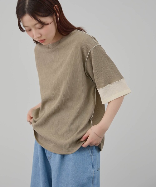 Mac-House(マックハウス)の「Free Nature シャーリング 配色切り替え プルオーバー(Tシャツ/カットソー・レディース・ブラック/ホワイト/モカ・L/M)」の22枚目の写真