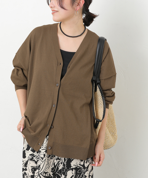 JOURNAL STANDARD relume(ジャーナルスタンダード レリューム)の「【MULTI FUNC+】UVカット / 接触冷感 / ドライタッチVネックカーディガン(カーディガン/ボレロ・レディース・ブラック/カーキ/ホワイト系その他/イエロー・FREE)」の3枚目の写真