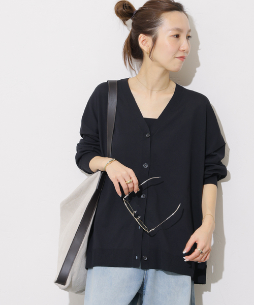 JOURNAL STANDARD relume(ジャーナルスタンダード レリューム)の「【MULTI FUNC+】UVカット / 接触冷感 / ドライタッチVネックカーディガン(カーディガン/ボレロ・レディース・ブラック/カーキ/ホワイト系その他/イエロー・FREE)」の6枚目の写真