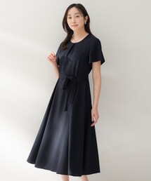 UNTITLED ネイビーロングワンピース シルキーダブルクロスワンピース（マキシ・ロングワンピース