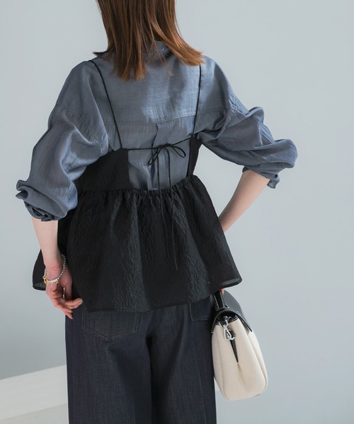 URBAN RESEARCH ROSSO WOMEN(アーバンリサーチ ロッソ)の「シアージャガードレイヤードキャミソール(その他トップス・レディース・ブラック・FREE)」の2枚目の写真