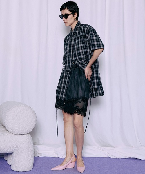 MAISON SPECIAL(メゾンスペシャル)の「Shadow Stripe Lace Shorts/シャドーストライプレースショートパンツ(その他パンツ・レディース・ホワイト/ブルー/ブラック・38/36)」の11枚目の写真