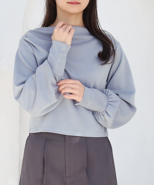 ASTORIA ODIER（アストリアオディール）の「スフレアシメドレーププルオーバー（Tシャツ/カットソー・レディース・ホワイト/ネイビー/ブルー・MEDIUM）」の3枚目の写真