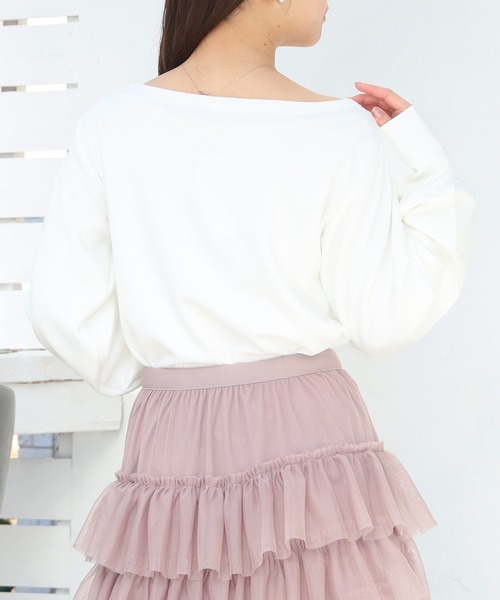 ASTORIA ODIER（アストリアオディール）の「スフレアシメドレーププルオーバー（Tシャツ/カットソー・レディース・ホワイト/ネイビー/ブルー・MEDIUM）」の5枚目の写真
