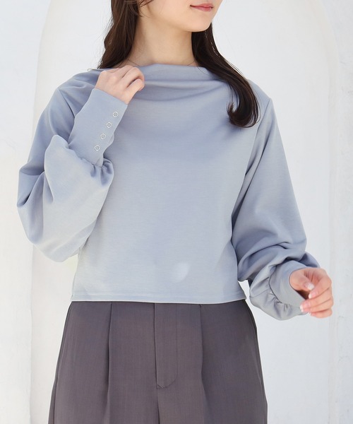 ASTORIA ODIER（アストリアオディール）の「スフレアシメドレーププルオーバー（Tシャツ/カットソー・レディース・ホワイト/ネイビー/ブルー・MEDIUM）」の11枚目の写真
