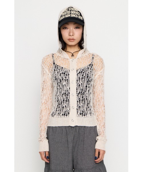 LAGUA GEM(ラグアジェム)の「MESH FABRIC HOODIE カーディガン(カーディガン/ボレロ・レディース・アイボリー/ブラック/カーキ・FREE)」の17枚目の写真