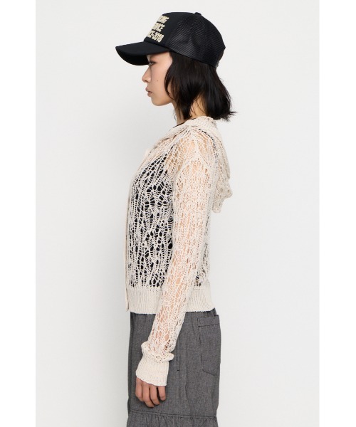 LAGUA GEM(ラグアジェム)の「MESH FABRIC HOODIE カーディガン(カーディガン/ボレロ・レディース・アイボリー/ブラック/カーキ・FREE)」の18枚目の写真