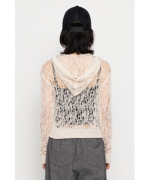 LAGUA GEM(ラグアジェム)の「MESH FABRIC HOODIE カーディガン(カーディガン/ボレロ・レディース・アイボリー/ブラック/カーキ・FREE)」の19枚目の写真