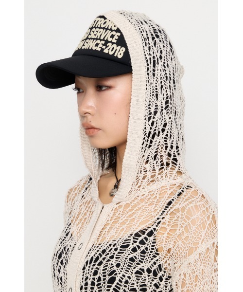 LAGUA GEM(ラグアジェム)の「MESH FABRIC HOODIE カーディガン(カーディガン/ボレロ・レディース・アイボリー/ブラック/カーキ・FREE)」の20枚目の写真
