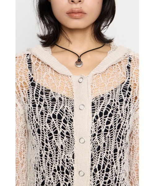 LAGUA GEM(ラグアジェム)の「MESH FABRIC HOODIE カーディガン(カーディガン/ボレロ・レディース・アイボリー/ブラック/カーキ・FREE)」の21枚目の写真